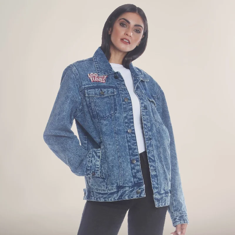 Women's Denim Looney Tunes Bugs Placement Oversized Jacket