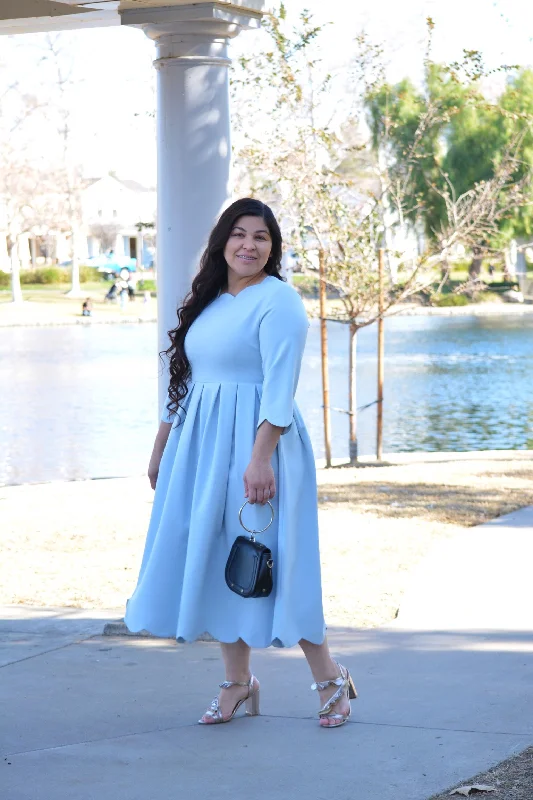 Berlin Sky Blue Scalloped Dress