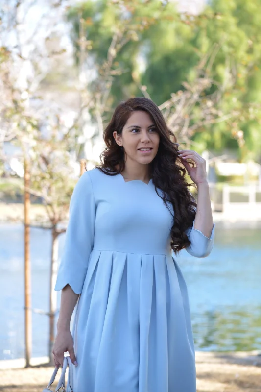 Berlin Sky Blue Scalloped Dress