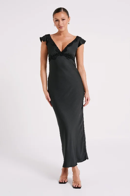 Chelsea Cap Sleeve Maxi Dress - Black