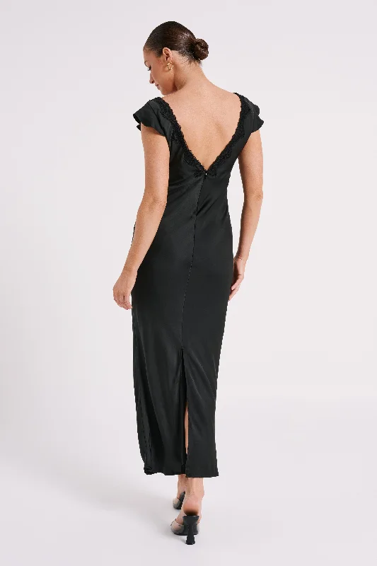 Chelsea Cap Sleeve Maxi Dress - Black