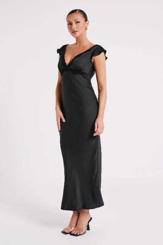 Chelsea Cap Sleeve Maxi Dress - Black