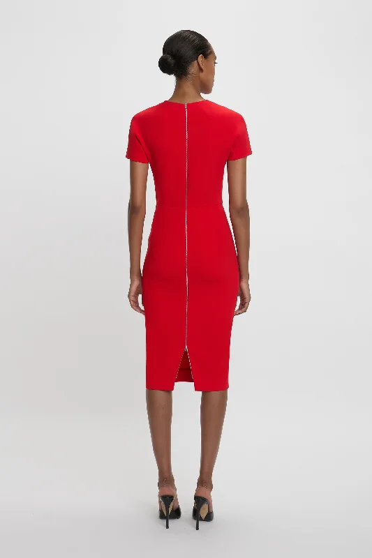 Fitted T-shirt Dress In Bright Red