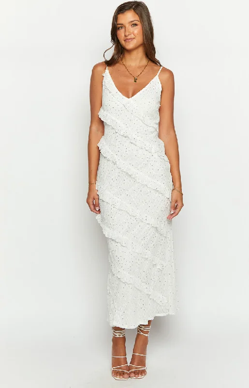 Hudson White Ruffle Maxi Dress