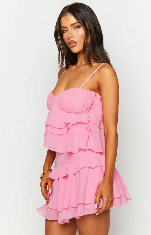 Kamala Pink Ruffle Mini Dress