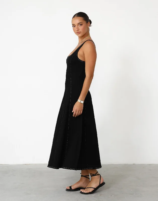 Kella Denim Maxi Dress (Black)