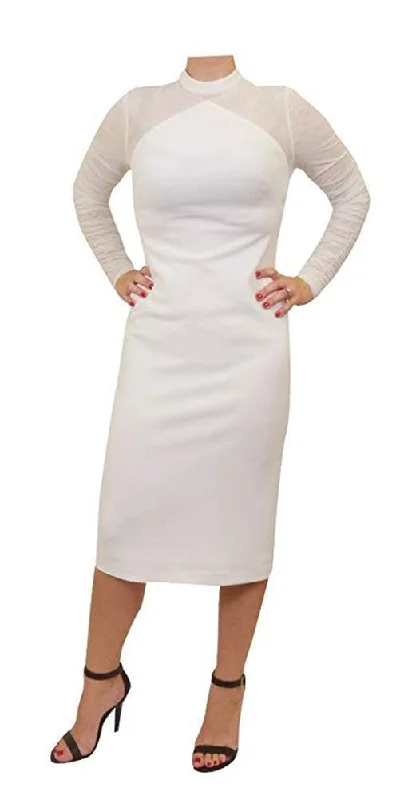 Mikael Aghal Mesh Sleeved Sheath Dress