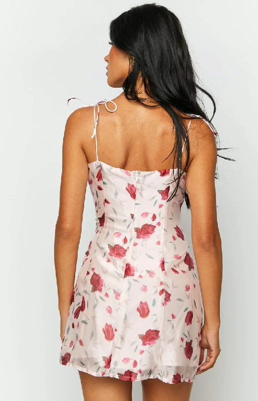 Penny Lane Light Pink Floral Print Mini Dress