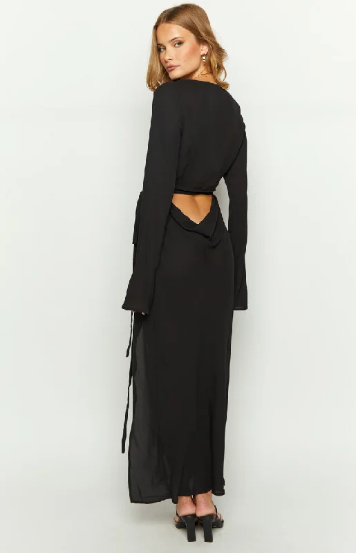 Reyna Black Long Sleeve Maxi Dress