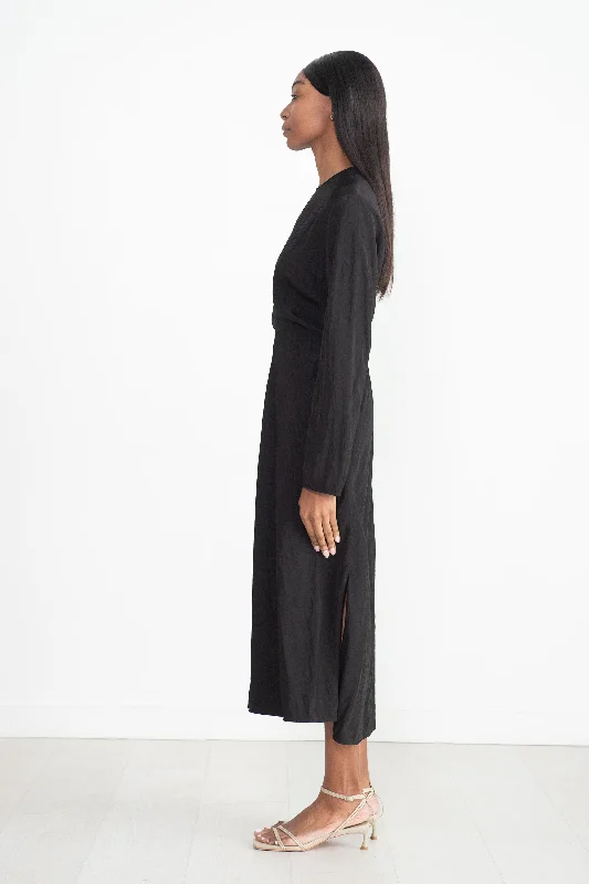 Welles Drape Dress, Black