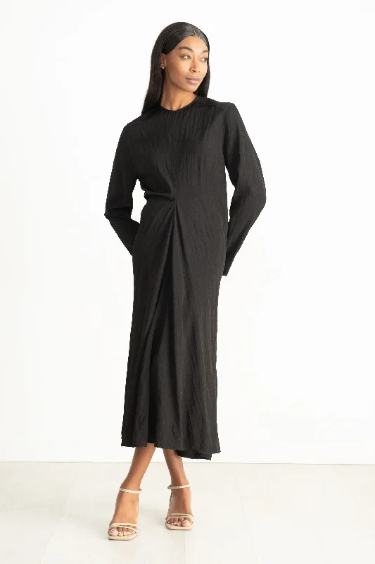 Welles Drape Dress, Black