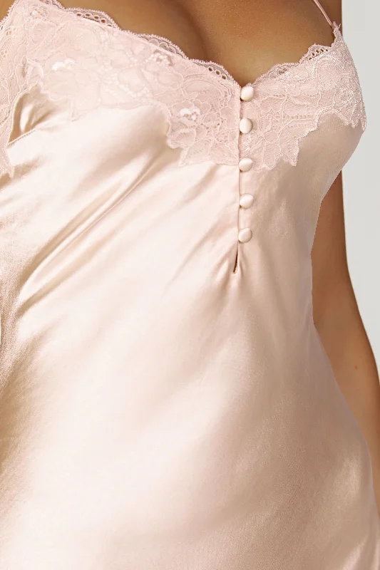 Vesta Lace Satin Dress - Apricot