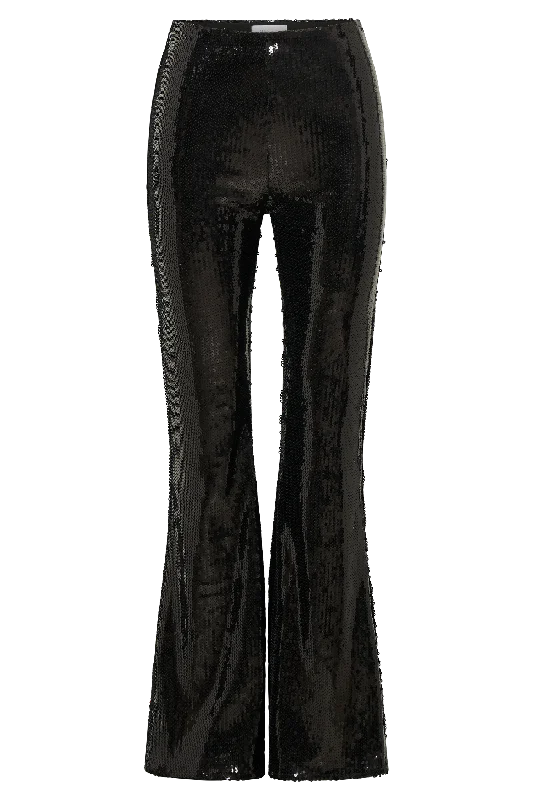 Wilma Wide Leg Sequin Pants - Black