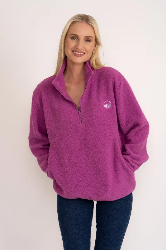 1/2 Zip Teddy Fleece in Magenta