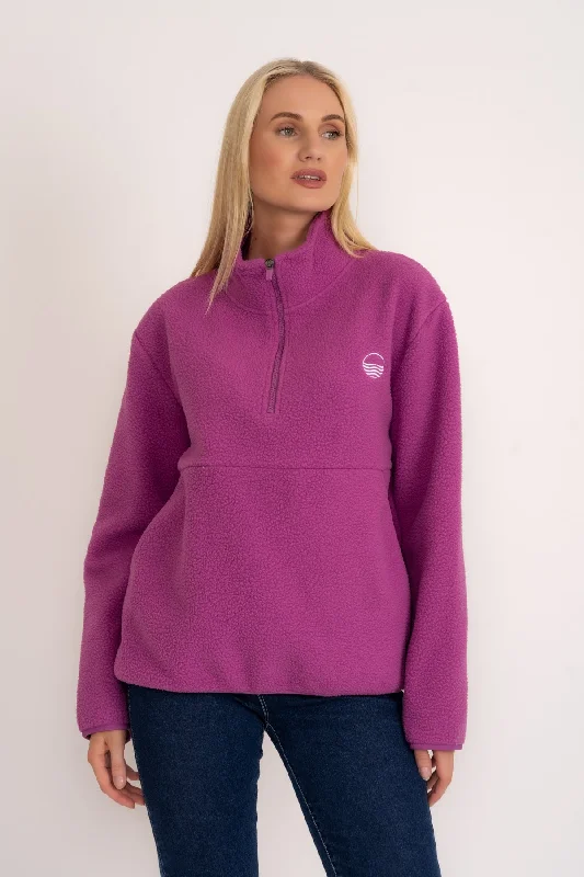 1/2 Zip Teddy Fleece in Magenta