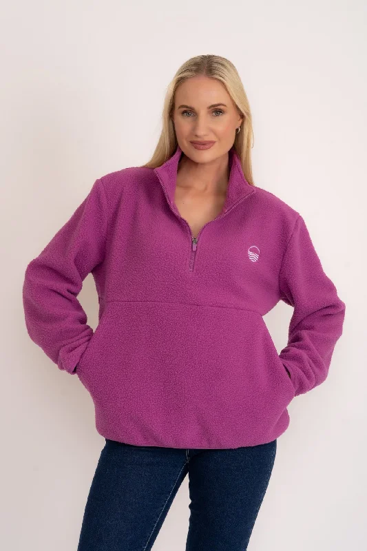 1/2 Zip Teddy Fleece in Magenta