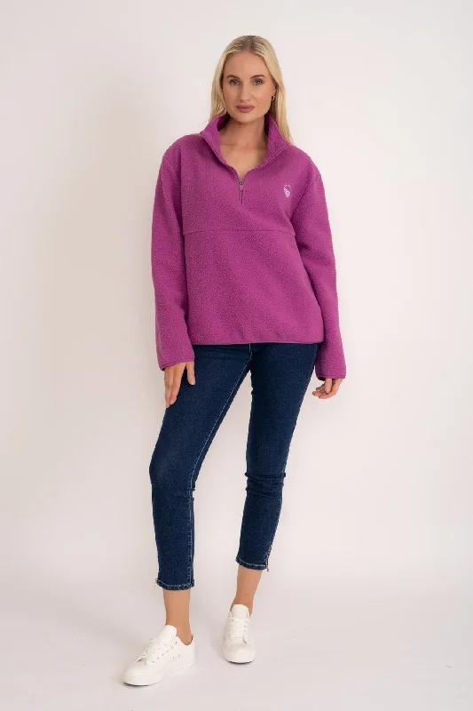 1/2 Zip Teddy Fleece in Magenta