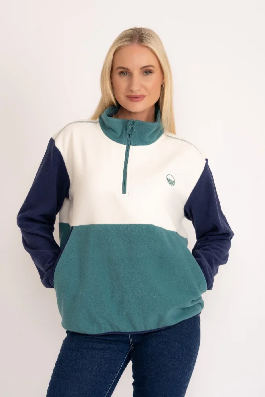 Colourblock Polar Fleece in Teal & Navy