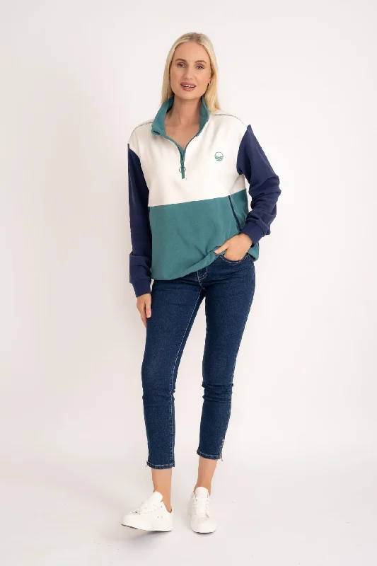 Colourblock Polar Fleece in Teal & Navy