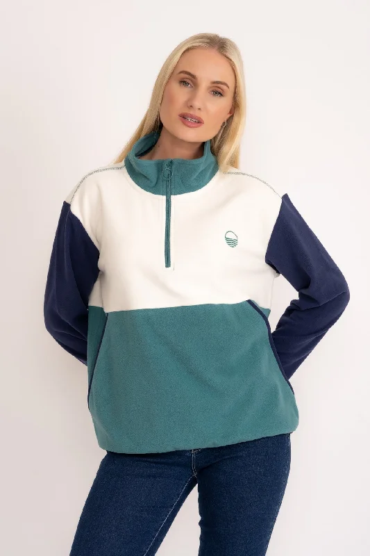 Colourblock Polar Fleece in Teal & Navy