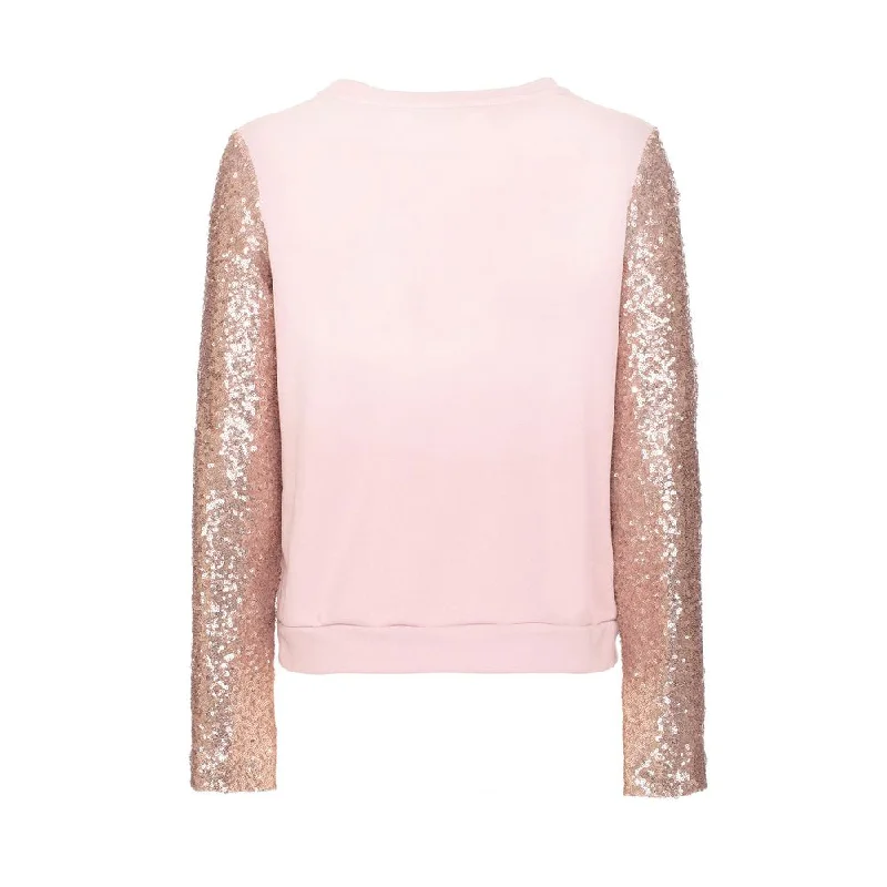 Elegant Pink Long Sleeve Crewneck