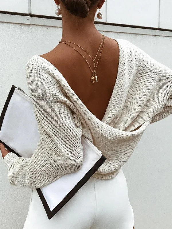 Fashion Simple Loose V Neck Sweater