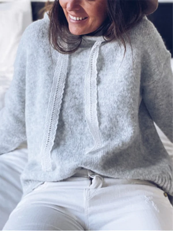 Solid Color Hooded Knitted Jumper Sweater