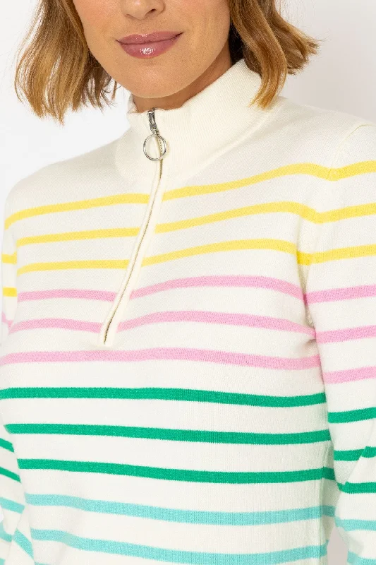 Zip Neck Multicolour Knit Jumper