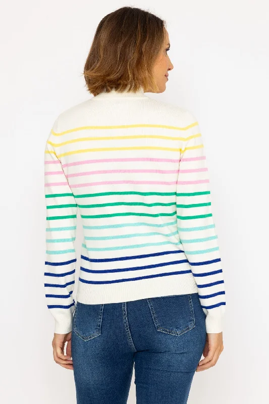 Zip Neck Multicolour Knit Jumper