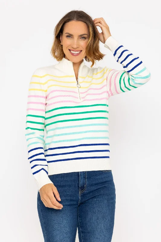 Zip Neck Multicolour Knit Jumper