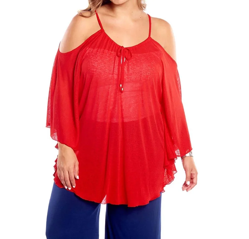 Flirty Plus Size Cover Up Dress In Red