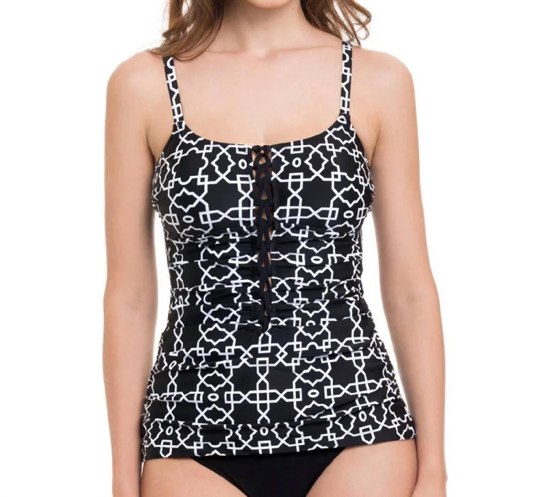 Round Neck Tankini Top In Pro Casablanca