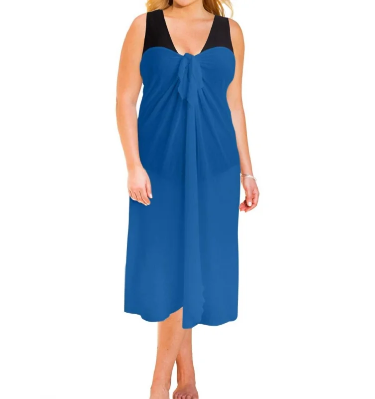 Sun Diva Plus Size Long Pareo Cover Up In Denim