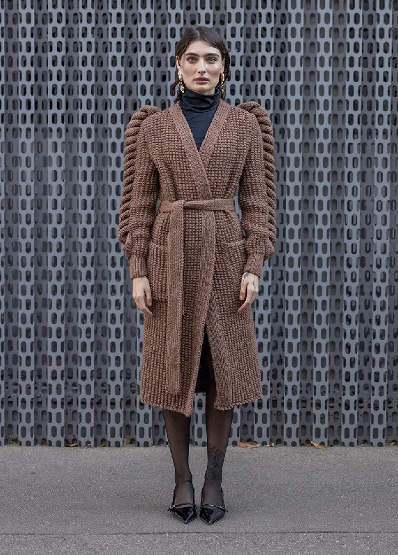 BROWN HAND KNITTED COAT