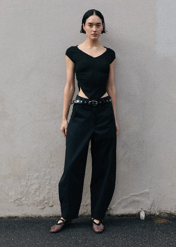 Barrel Leg Trousers - Black