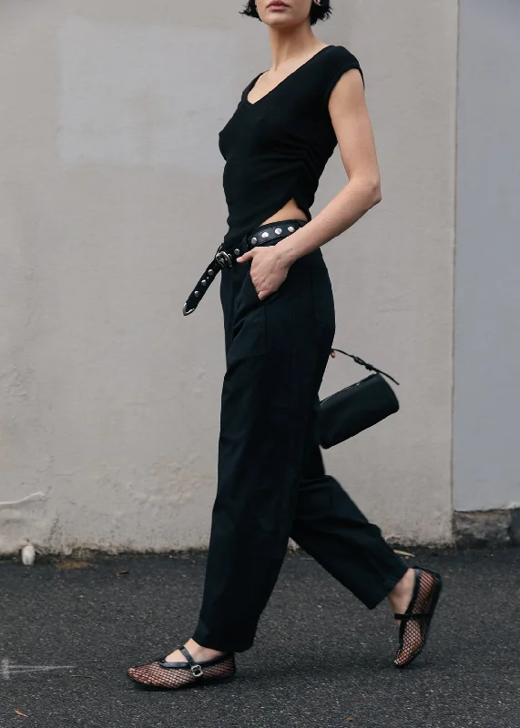 Barrel Leg Trousers - Black