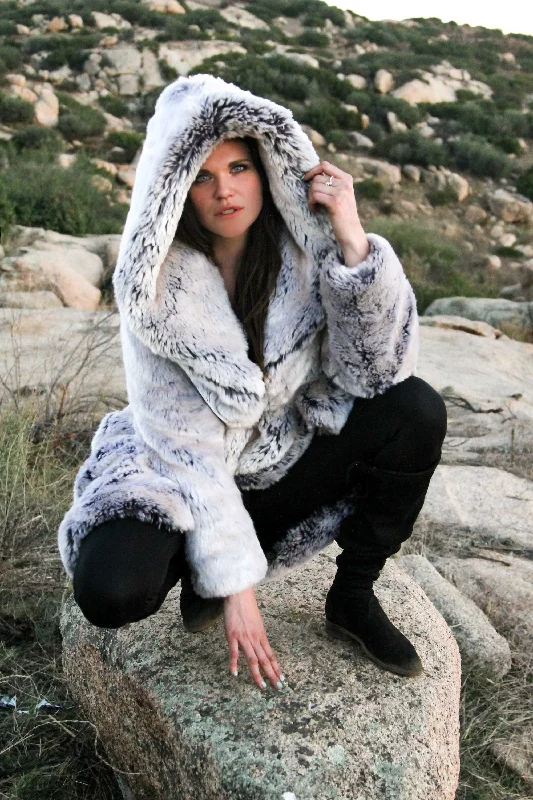 Women's Short Desert Warrior Coat in ""Pegasus"" Chinchilla