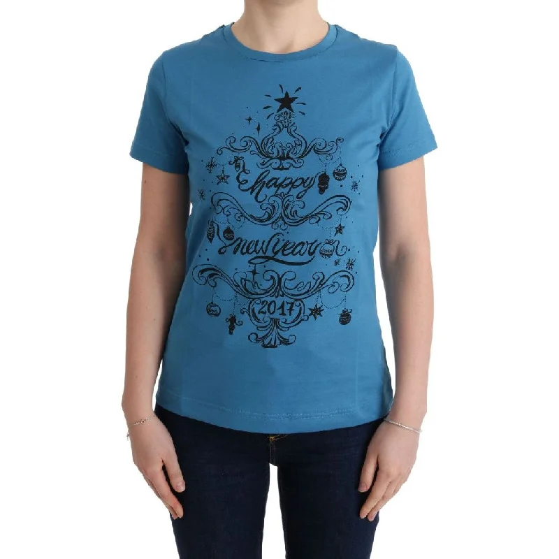 Dolce & Gabbana Chic Blue Cotton Tee with 2017 Print