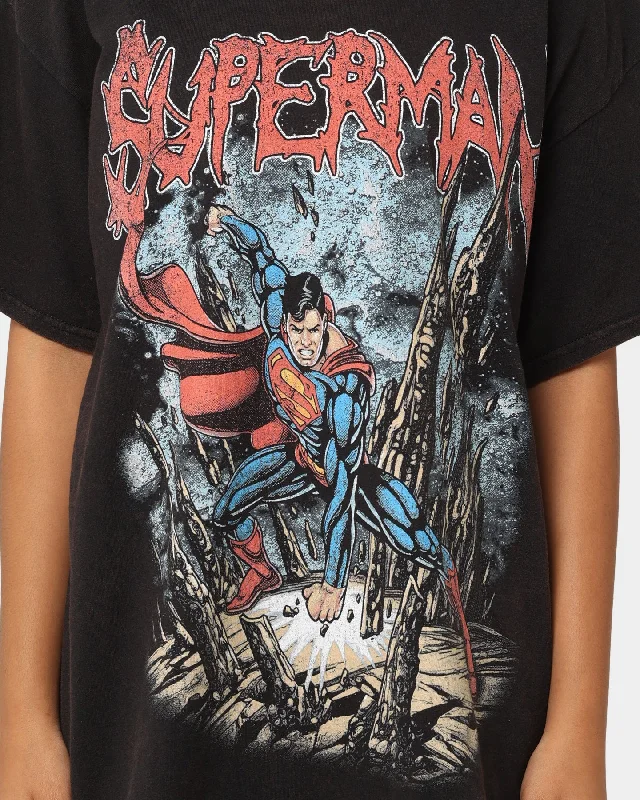 Goat Crew X DC Superman Metal Vintage T-Shirt Black Wash