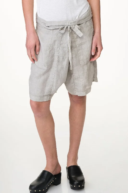 Gray washed linen fisherman's shorts