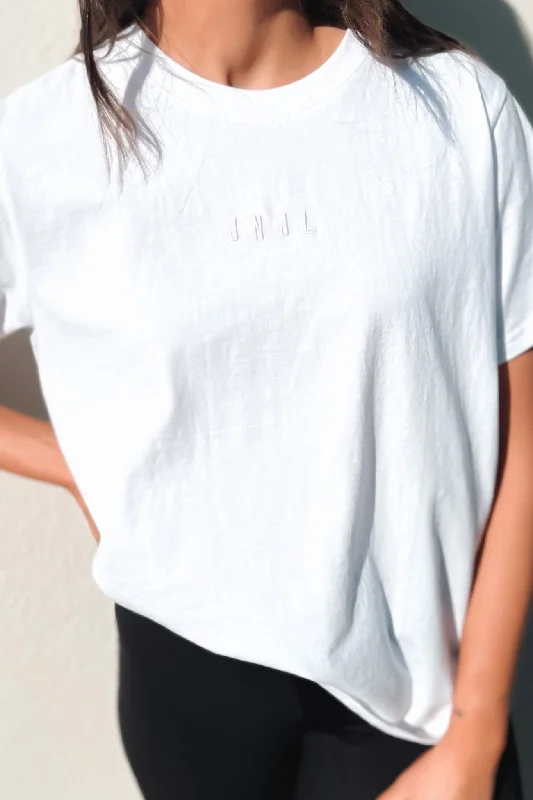 JNJL Embroidered Logo Tee White