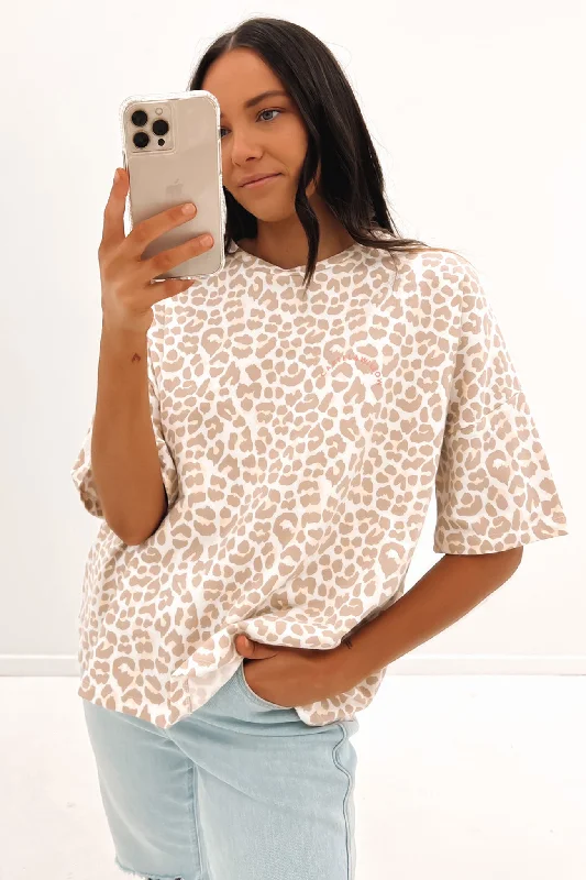 Lana Boxy Tee Nude Leopard