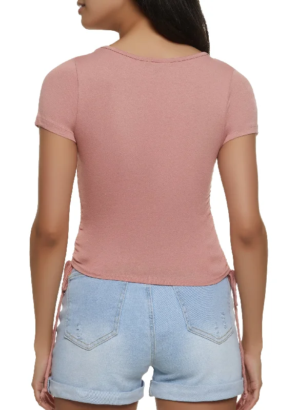 Ruched V Neck Tee