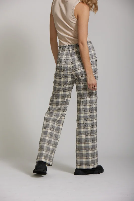 Maya Pant - Grey Plaid print