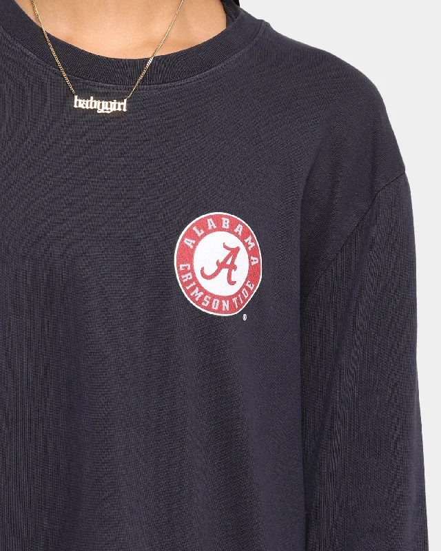 NATIONAL COLLEGIATE ATHLETIC ASSC Alabama Crimson Tide Team Crest Jeaner Long Sleeve T-Shirt Vintage Black