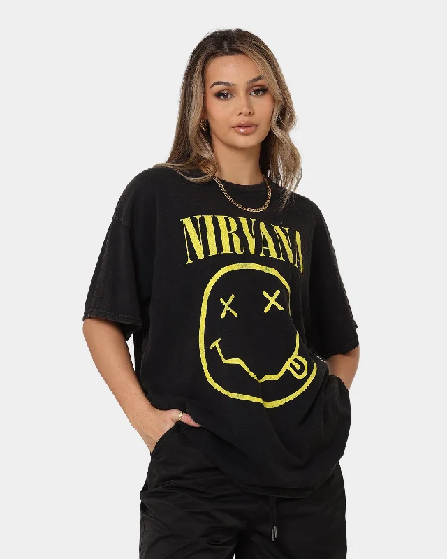 Nirvana Smiley Vintage Tee Washed Black