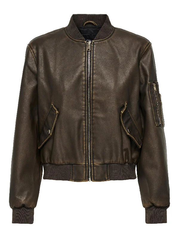 Halli Faux Leather Bomber