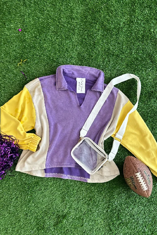 Purple and Yellow Mineral Wash Pullover