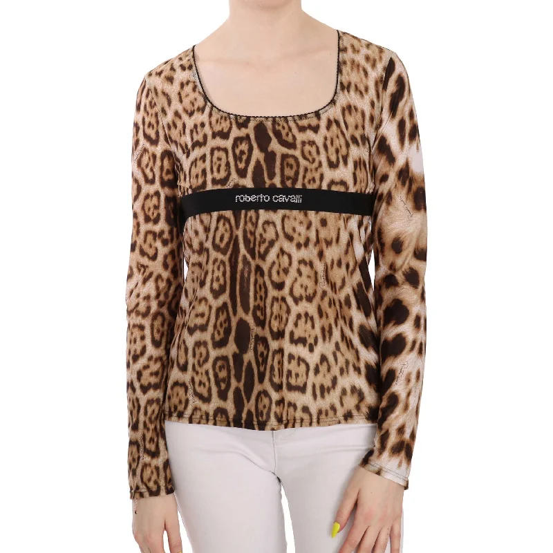 Roberto Cavalli Elegant Leopard Long Sleeve Top