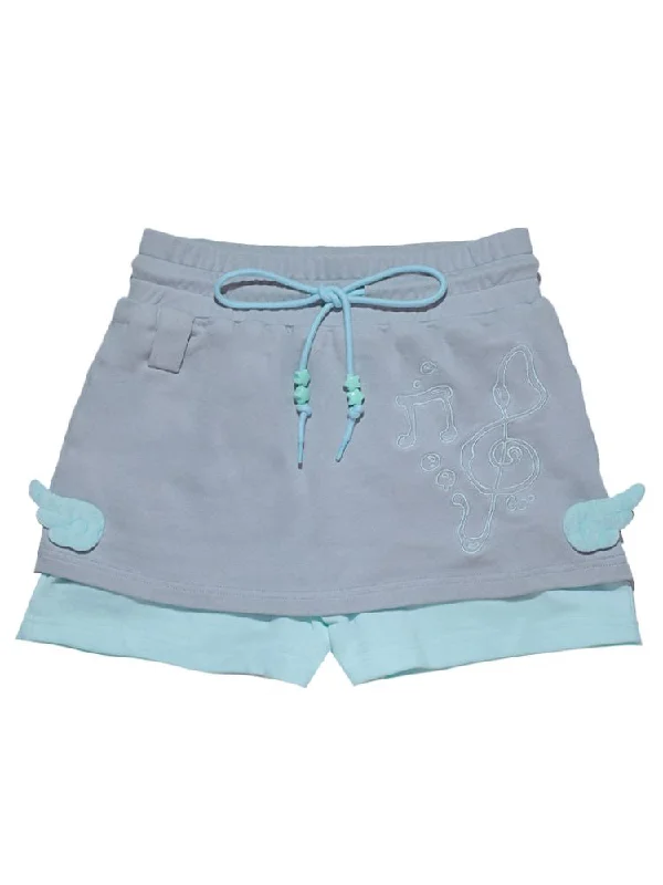 Aqua Sports Note Wings False Two Piece Skirt Pants【s0000009579】